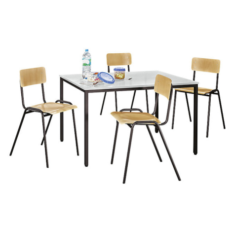 eurokraft basic Víceúčelová sedací souprava, 1 stůl, 4 židle, deska stolu světle šedá, podstavec