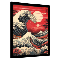 Obraz na zeď - Wave Collection - Red Hue SUnset, 34.3 × 44.5 cm