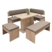 Jídelní set Elinor - rohová lavice, stůl, 2x taburet(dub, hnědá)