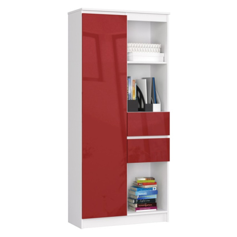 Ak furniture Skříň Rexa II 80 cm bílá/červená