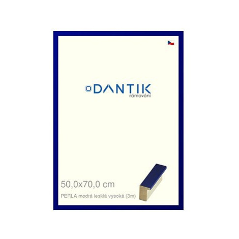 DANTIK rámeček 50 × 70, PERLA modrý lesklý vysoký plexi čiré