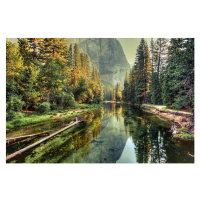 Fotografie Yosemite Valley Landscape and River, California, zodebala, 40x26.7 cm
