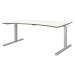 mauser Zaoblený výškově nastavitelný stůl, šířka 1600 mm, deska bílá, podstavec v hliníkové barv