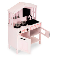 ECOTOYS Dřevěná kuchyně pro děti Cheerful kitchen růžová