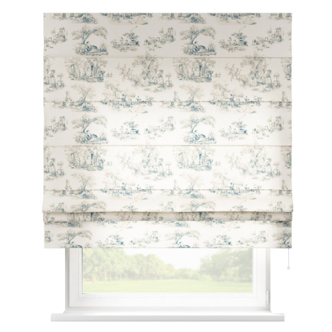 Dekoria Římská roleta Padva, pozadí režné, světle modré postavy, Avinon, 132-66