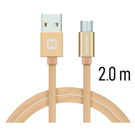Datový kabel Swissten Textile USB / microUSB 2m, gold