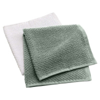 Bílé/zelené froté bavlněné ručníky v sadě 2 ks 50x50 cm Gourmet – douceur d'intérieur