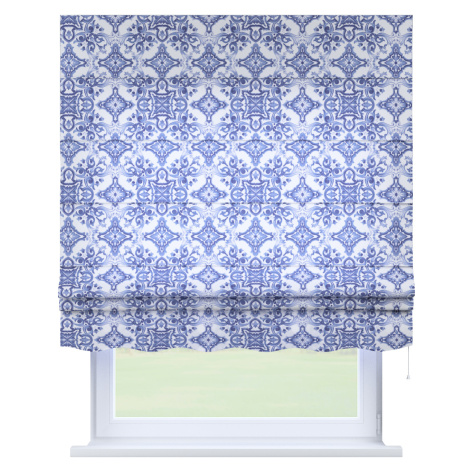 Dekoria Římská roleta Firenze, modré vzory na bílém pozadí, Aria, 145-17