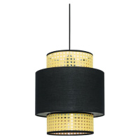 ACA Lighting závěsné svítidlo 1XE27 NISYROS černá textil+ratan D30XH150CM TF20831PB