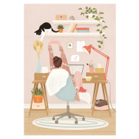 Ilustrace Home office, Petra Holikova, (26.7 x 40 cm)