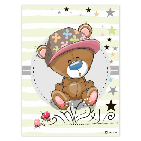 Obraz medvídka v kšiltovce do dětského pokoje INSPIO