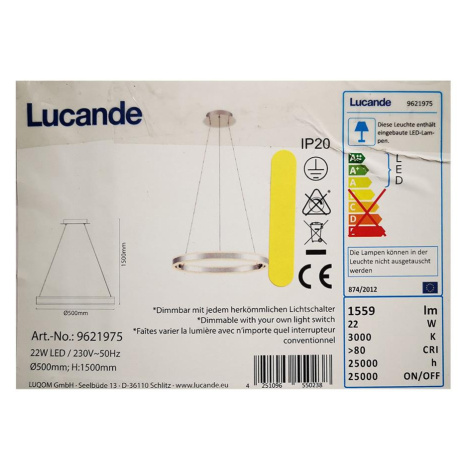 Lucande Lucande - LED Stmívatelný lustr na lanku LYANI LED/20,5W/230V