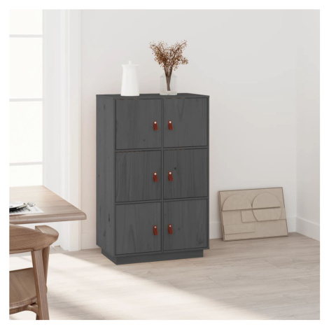 vidaXL Skříň highboard šedá 67 x 40 x 108,5 cm masivní borové dřevo