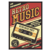 Umělecký tisk Retro Boombox Music Tape Recorder Radio, zulfikarilyas, (26.7 x 40 cm)