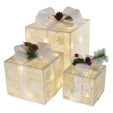 LED dárky s ozdobou, 3 velikosti, vnitřní, teplá bílá EMOS