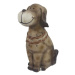 Pes sedící s pleteninou polyresinový hnědý 34,5cm