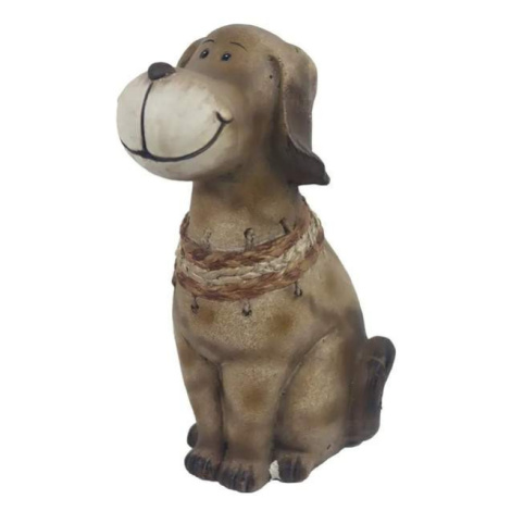 Pes sedící s pleteninou polyresinový hnědý 34,5cm Morex