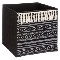 DekorStyle Úložný textilní box Tassel 31 cm černý/bílý