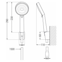 MEXEN/S Kama R75 Set umyvadlové a vanové baterie s příslušenstvím, chrom 72503R75-00