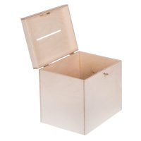 FK Dřevěný box na svatební přání na klíč - 30x29x25 cm, Přírodní