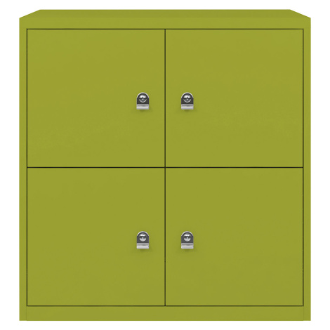 BISLEY LateralFile™ Lodge, se 4 uzamykatelnými boxy, výška vždy 375 mm, zelená