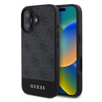 Guess PU 4G Stripe Zadní Kryt pro iPhone 16 Grey