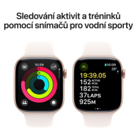 Apple Watch Series 10 46mm Růžově zlatý hliník se světle ruměnným sportovním řemínkem M/L