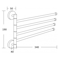 MEXEN Čtyřramenný držák ručníků, otočný, chrom 7039244-00