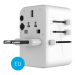 Cestovní adaptér FIXED Voyager 65 W pro EU, UK a USA/AUS, s 3xUSB-C a 2xUSB výstupem, GaN, PD 65