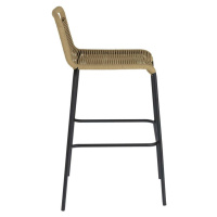 Béžová barová židle s ocelovou konstrukcí Kave Home Glenville, výška 74 cm