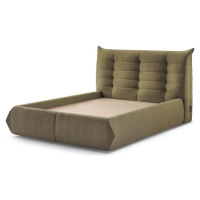 Tmavě zelená čalouněná dvoulůžková postel s úložným prostorem s roštem 160x200 cm Clothilde – Bo