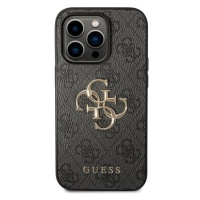 Guess PU 4G Metal Logo Zadní Kryt pro iPhone 15 Pro Grey