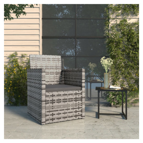 vidaXL Zahradní křeslo s poduškou šedé polyratan