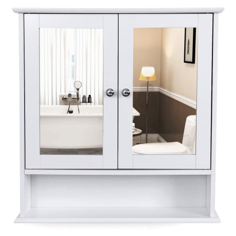 Koupelnová skříňka bílá se zrcadlem 56x58 cm VASAGLE