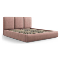 Světle růžová čalouněná dvoulůžková postel s úložným prostorem s roštem 160x200 cm Brody – Mazzi