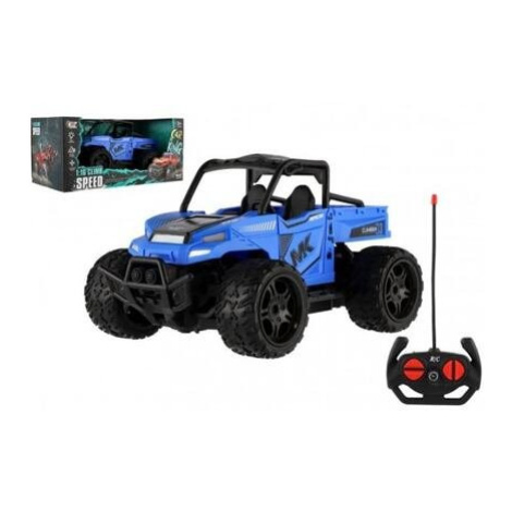 Auto RC buggy pick-up terénní modré 22cm plast 27MHz na baterie se světlem v krabici Teddies