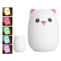 Silikonová LED dětská noční lampička KITTY 12,5 cm bílá