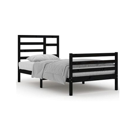 Rám postele černý masivní dřevo 100 × 200 cm, 3105854 SHUMEE