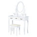 MODERNHOME Toaletní kosmetický stolek se zrcadlem a taburetem Zoe bílý