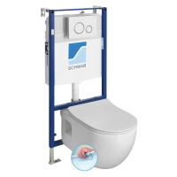 Závěsné WC BRILLA Rimless bílá s podomítkovou nádržkou a tlačítkem Schwab, bílá 100614-SET5