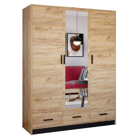 Šatní skříň se zrcadlem SANNA 150x215x58 cm dub craft SOFIA 150 Craft