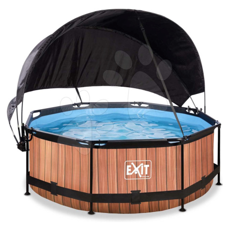 Bazén se stříškou a filtrací Wood pool Exit Toys kruhový ocelová konstrukce 244*76 cm hnědý od 6