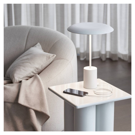 Beacon Lighting LED stolní lampa Smith z kovu, s USB portem bílá