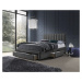 Dvoulůžková postel GRACE –⁠ 160x200, dřevo/látka, šedá