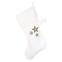 Cotton & Sweets Vánoční punčocha bílá se zlatými hvězdami 42x26cm