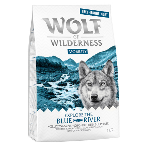 Wolf of Wilderness granule, 1 kg - 10 % sleva - „Explore The Blue River“ Mobility – kuře z volné