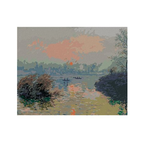 Diamondi - LE COUCHER DE SOLEIL SUR LA SEINE (CLAUDE MONET), 40x50 cm, vypnuté plátno na rám