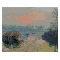 Diamondi - LE COUCHER DE SOLEIL SUR LA SEINE (CLAUDE MONET), 40x50 cm, vypnuté plátno na rám