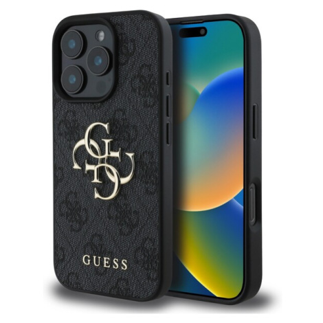 Guess PU 4G Metal Logo kryt pro iPhone 16 Pro Max šedý