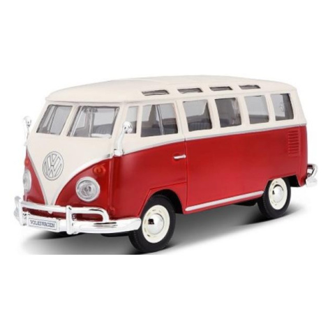 Maisto - Volkswagen Van Samba, Bílo/červený 1:25